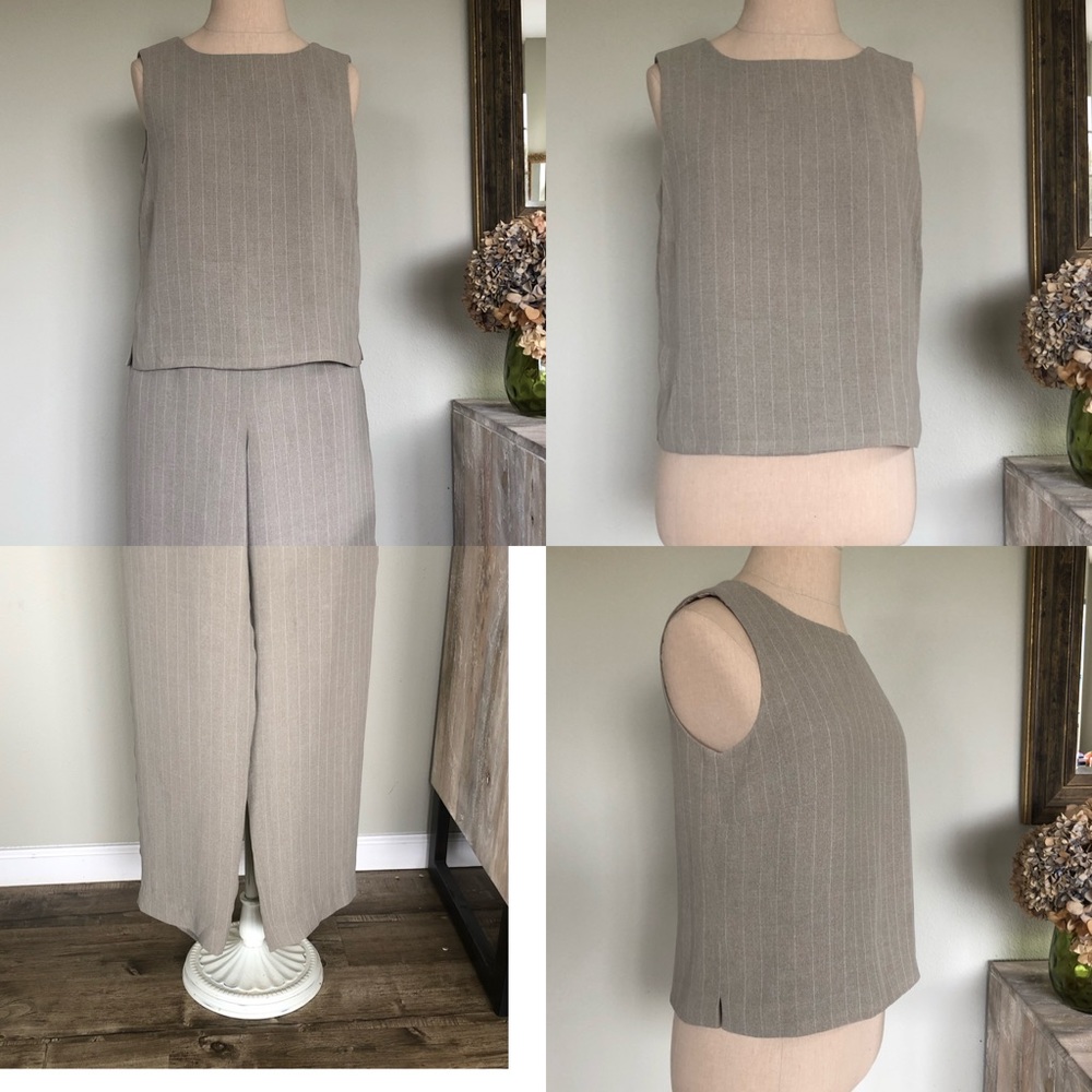 Sandra King Natural & White Shell & Pant Pinstripe